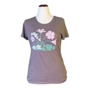 GAP Floral Graphic Print Mauve Pink Favorite Tee Medium Cotton Blend